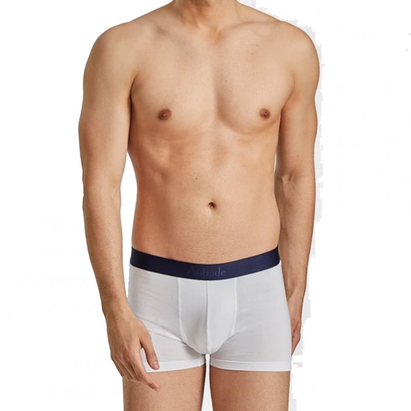 AUBADEMEN Lot de 2 Boxers Homme Coton Modal DUO ASTO Bleu Blanc