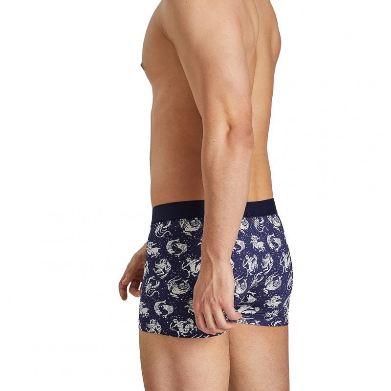 AUBADEMEN Lot de 2 Boxers Homme Coton Modal DUO ASTO Bleu Blanc