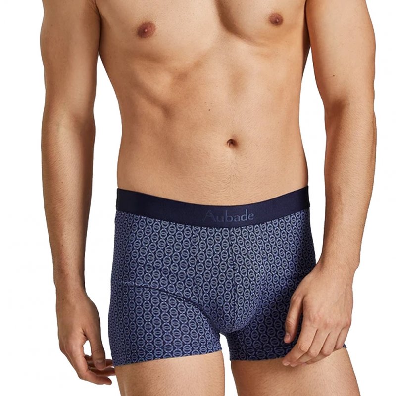 AUBADEMEN Lot de 2 Boxers Homme Coton Modal DUO MINI Bleu Marine