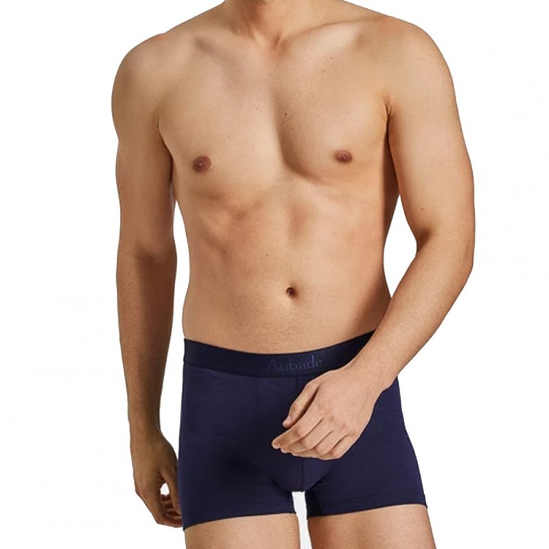 AUBADEMEN Lot de 2 Boxers Homme Coton Modal DUO MINI Bleu Marine