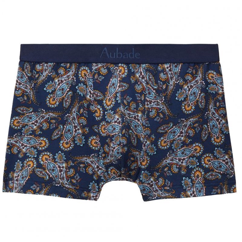 AUBADEMEN Boxer Homme Coton Modal BCAC Bleu Orange