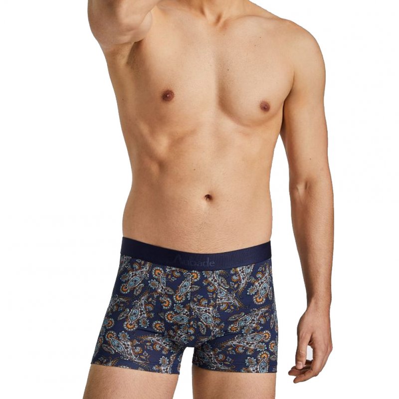AUBADEMEN Boxer Homme Coton Modal BCAC Bleu Orange