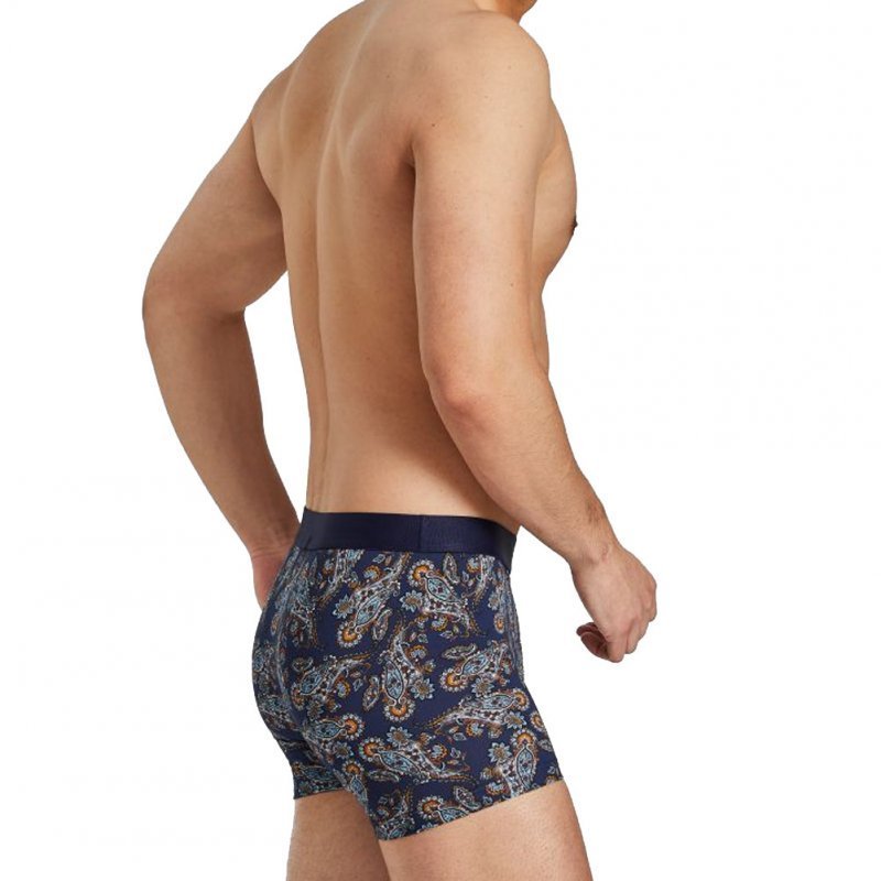 AUBADEMEN Boxer Homme Coton Modal BCAC Bleu Orange