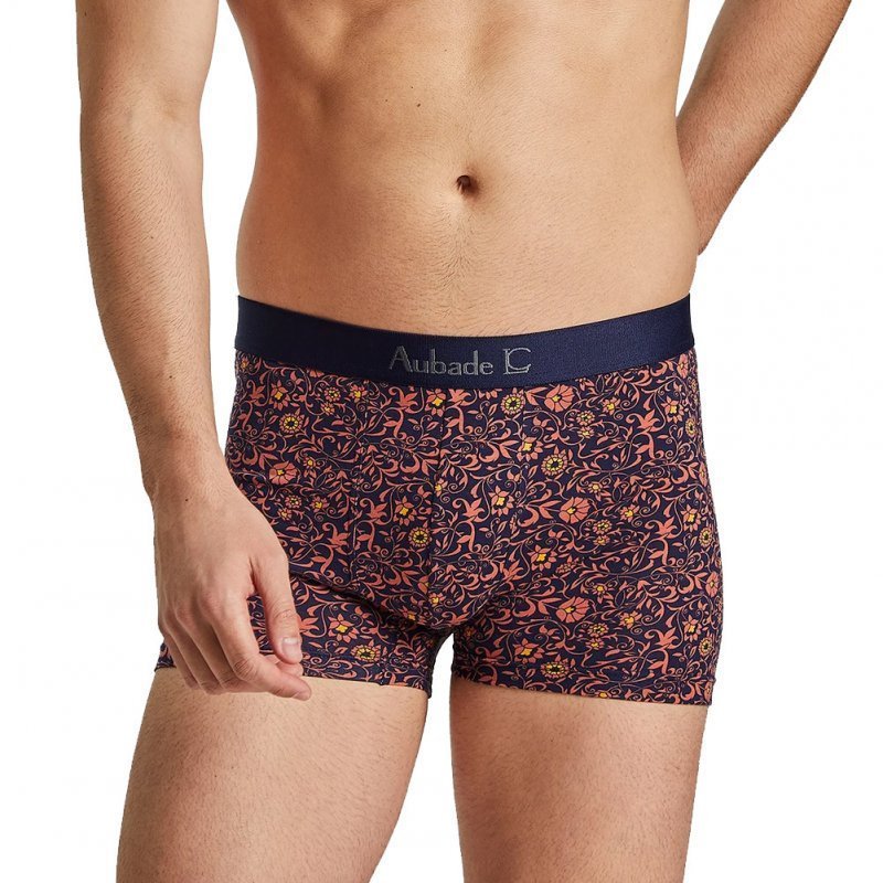 AUBADEMEN Boxer Homme Coton Modal BOTA Orange Noir