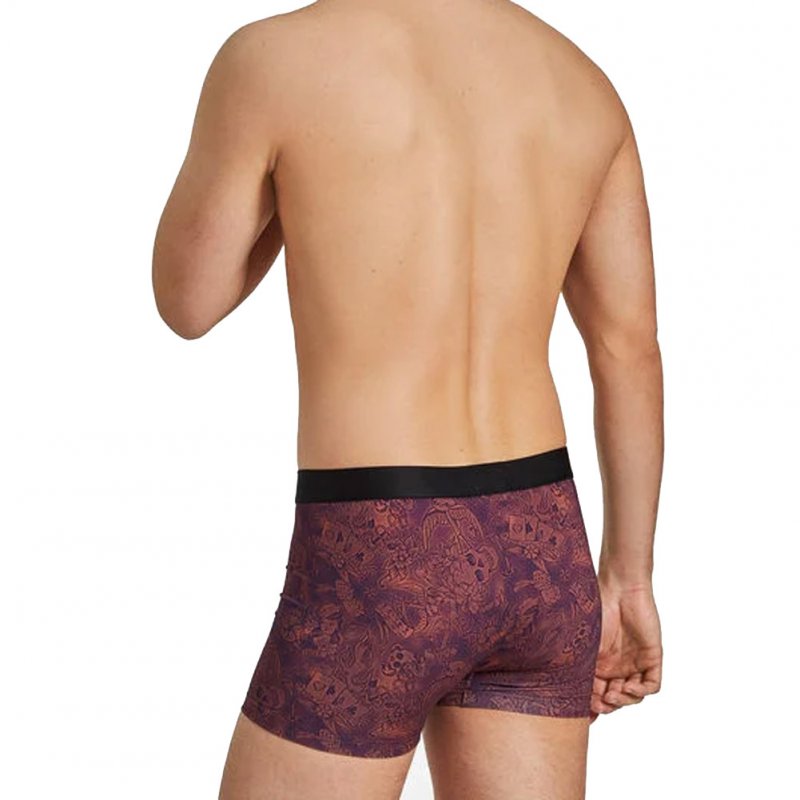 AUBADEMEN Boxer Homme Coton Modal OLVI Rouge Bordeaux