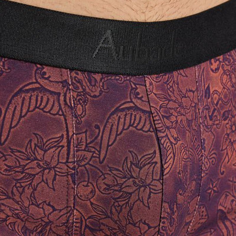 AUBADEMEN Boxer Homme Coton Modal OLVI Rouge Bordeaux