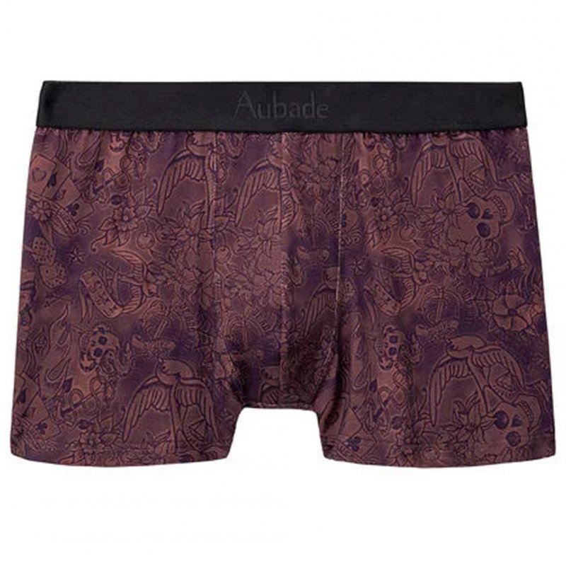 AUBADEMEN Boxer Homme Coton Modal OLVI Rouge Bordeaux