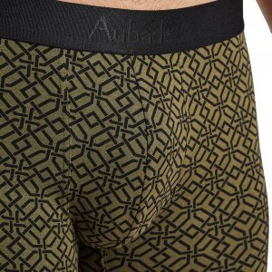 AUBADEMEN Boxer Homme Coton Modal CANG Noir Kaki