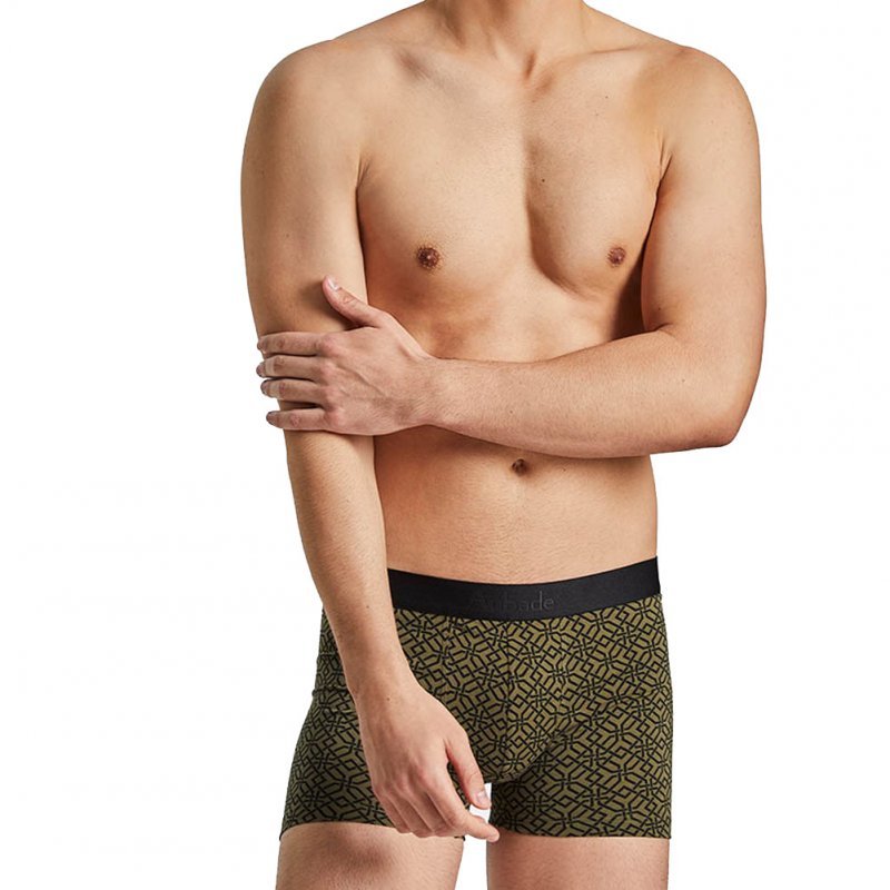 AUBADEMEN Boxer Homme Coton Modal CANG Noir Kaki
