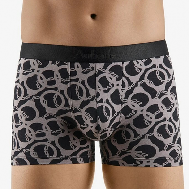 AUBADEMEN Boxer Homme Coton Modal BLCU Noir Rose