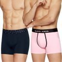 EDEN PARK Lot de 2 Boxers Homme Coton DUOUNI Rose Marine