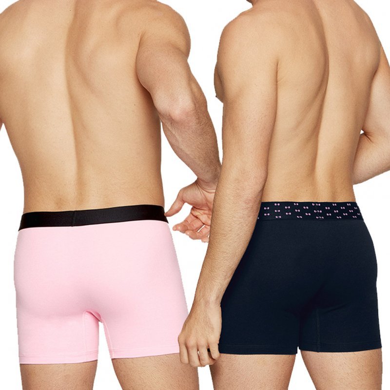 EDEN PARK Lot de 2 Boxers Homme Coton DUOUNI Rose Marine