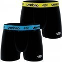 UMBRO Lot de 2 Boxers Homme Coton BCX2 ASS1 Noir Bleu Jaune