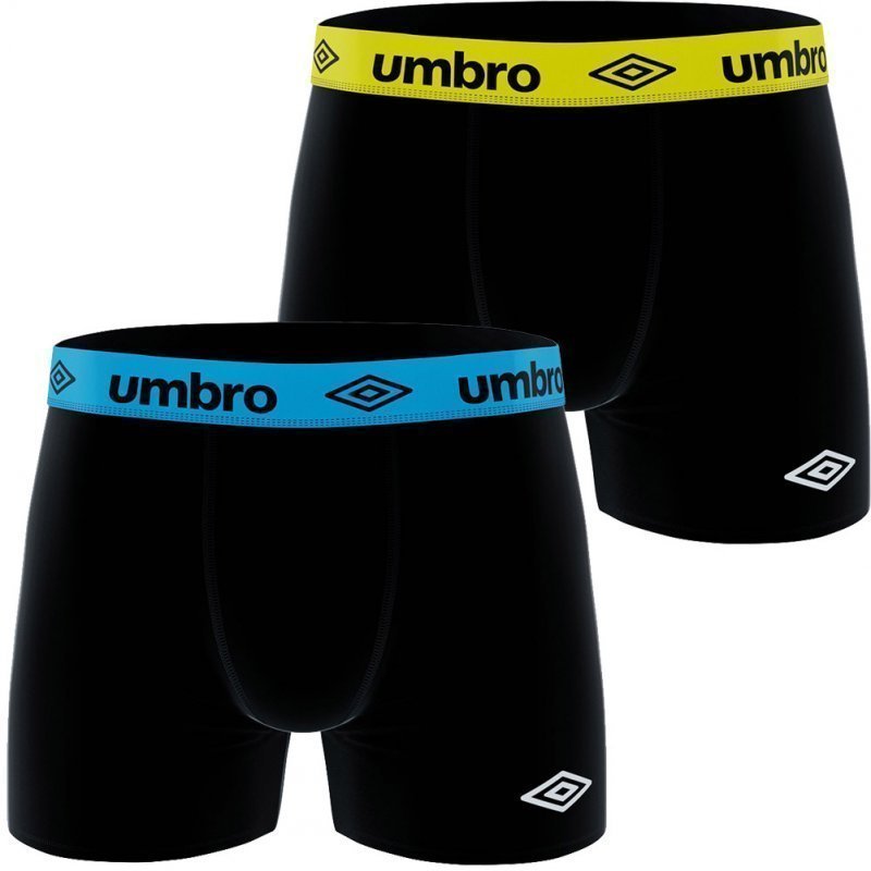 UMBRO Lot de 2 Boxers Homme Coton BCX2 ASS1Noir Bleu Jaune