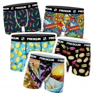 FREEGUN Lot de 5 Boxers Homme Microfibre PACK SURPRISE