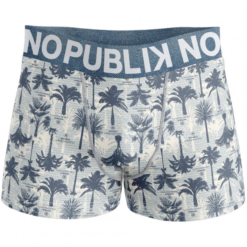 NO PUBLIK Boxer Homme Coton PALMIER Gris Blanc