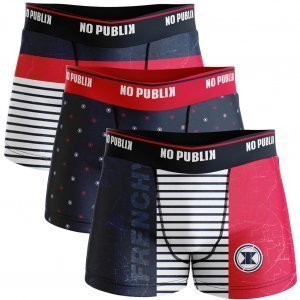 NO PUBLIK 3 Boxers Homme Micro RETROFRENCHIE Bleu Blanc Rouge