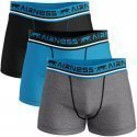 AIRNESS Lot de 3 Boxers Homme Coton AMIX SPORT Noir Bleu Souris