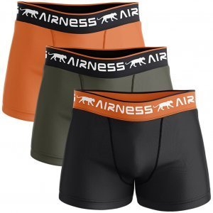 AIRNESS Lot de 3 Boxers Homme Coton URBAN STYLE Noir Gris Orange