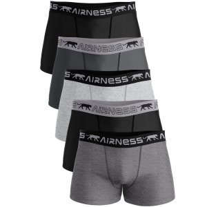 AIRNESS Lot de 5 Boxers Homme Coton UNIX5 Noir Gris