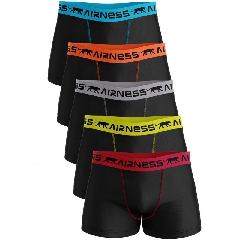 AIRNESS Lot de 5 Boxers Homme Coton UNIX5 Noir Multicolore