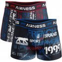 AIRNESS Lot de 2 Boxers Homme Microfibre FRENCH BRAND Noir Bleu Rouge