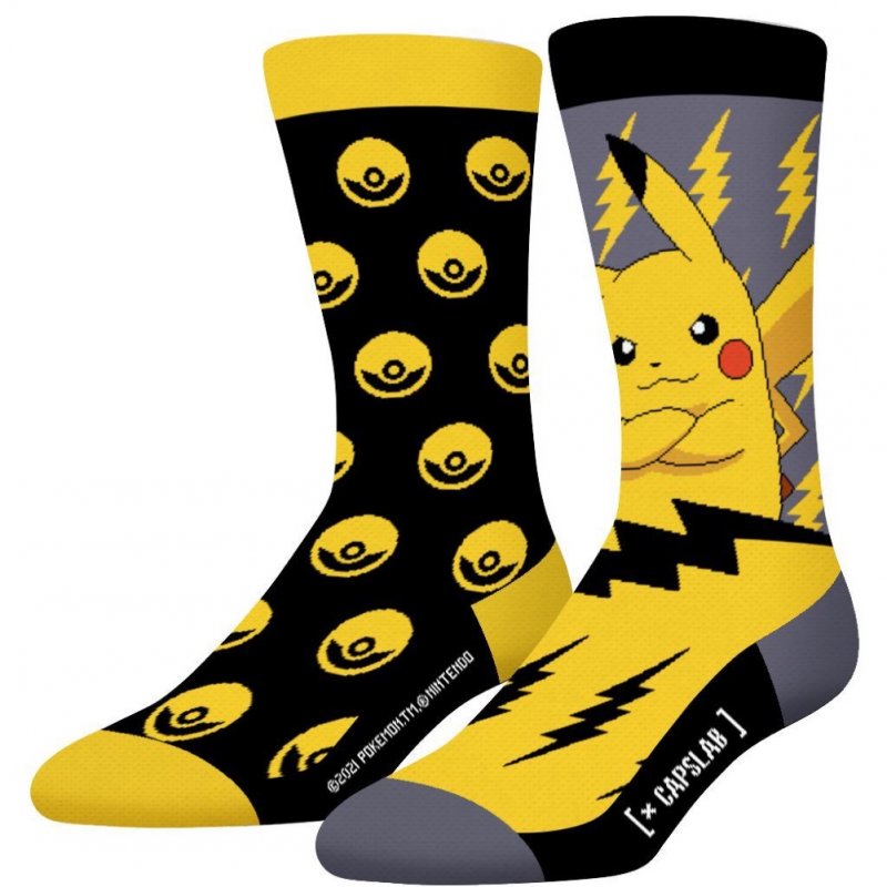 POKEMON Chaussettes Homme Coton CVPIKA Noir Gris CAPSLAB