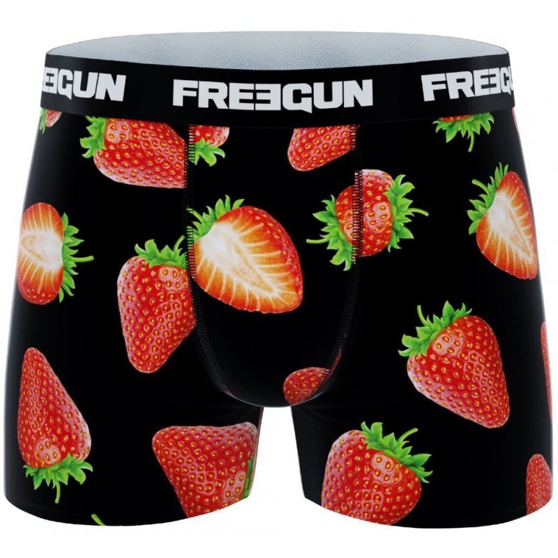 FREEGUN Boxer Homme Microfibre BEST FRAISE Noir Rouge