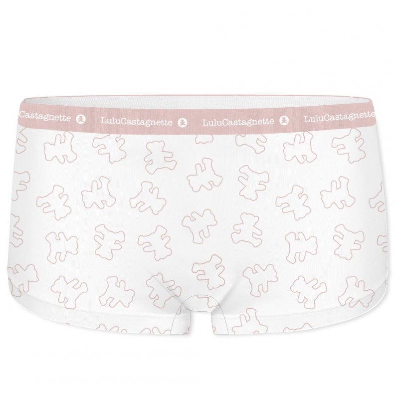 Boxer Fille SHCASS1 Blanc et Rose