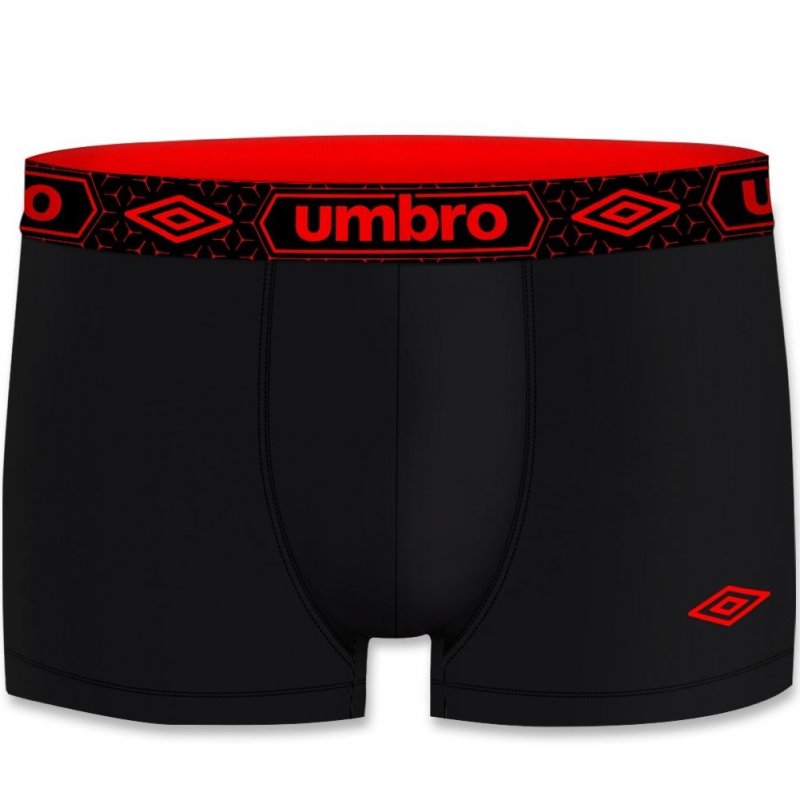 UMBRO Boxer Homme Coton BCASS5 Noir Rouge