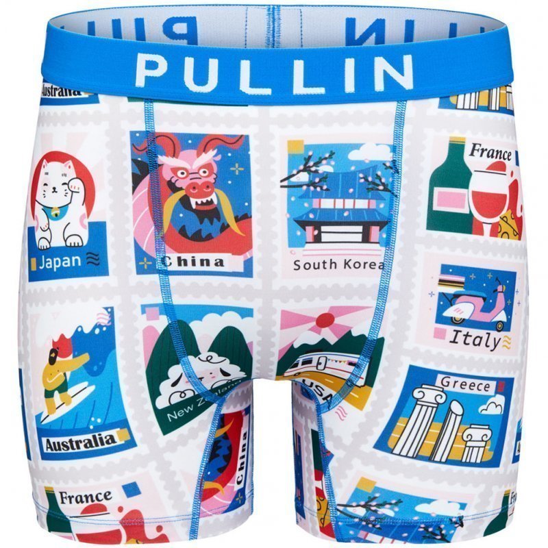Boxer long Homme POSTALE Blanc et Bleu