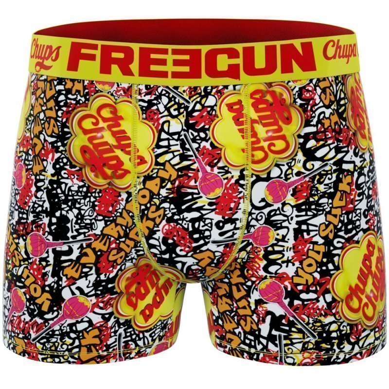 FREEGUN Boxer Homme Microfibre SUC Jaune Rouge CHUPA CHUPS