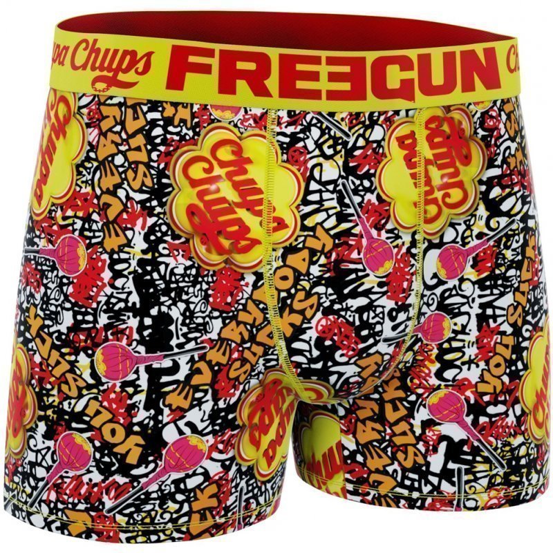 FREEGUN Boxer Homme Microfibre SUC Jaune Rouge CHUPA CHUPS