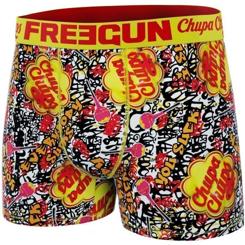 FREEGUN Boxer Homme Microfibre SUC Jaune Rouge CHUPA CHUPS