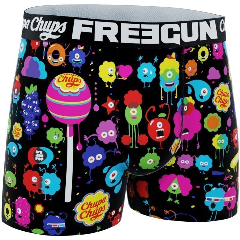 FREEGUN Boxer Homme Microfibre CHA Noir Multicolore CHUPA CHUPS