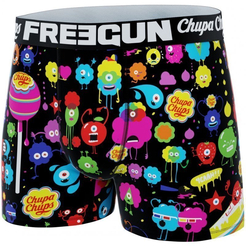 FREEGUN Boxer Homme Microfibre CHA Noir Multicolore CHUPA CHUPS