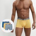 DIM Lot de 3 Boxers Homme Coton POWERFULL Gris Souris Jaune Mimosa Bleu Acier