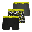 ATHENA Lot de 3 Boxers Garçon Coton ECOPACK TRIO POP Noir Gris Jaune