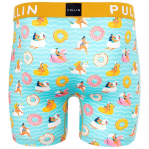 Boxer long Homme FLOAT Bleu et moutarde PULL IN Boxer Long Homme Microfibre FLOAT Bleu Jaune Moutarde