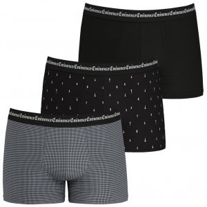 EMINENCE Lot de 3 Boxers Homme Coton BUSINESSPRINT Damier Echec Noir