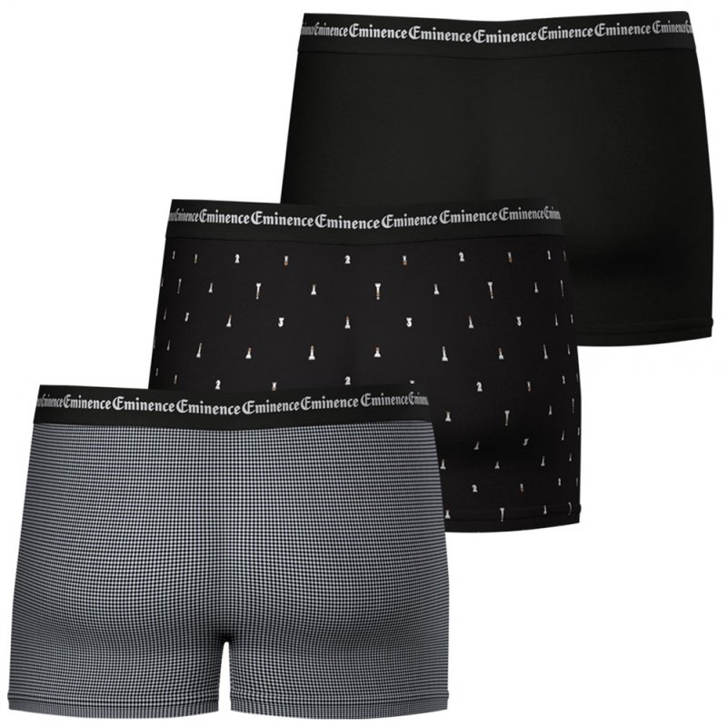 EMINENCE 3 Boxers Homme Coton BUSINESSPRINT Damier Echec Noir