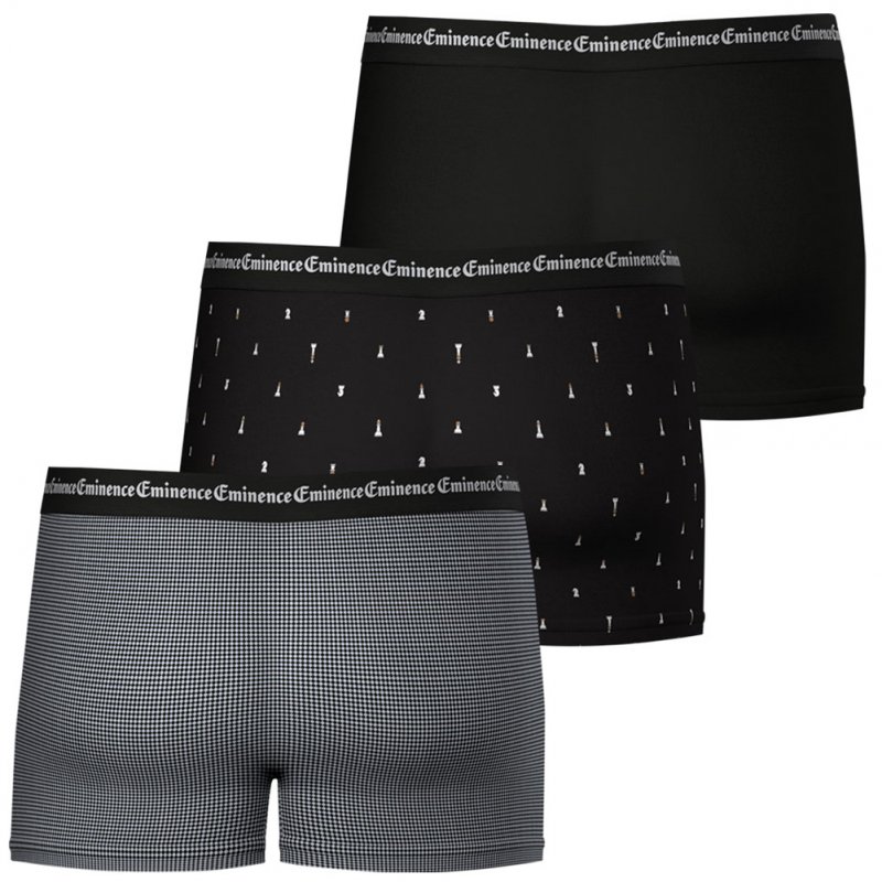 EMINENCE Lot de 3 Boxers Homme Coton BUSINESSPRINT Damier Echec Noir