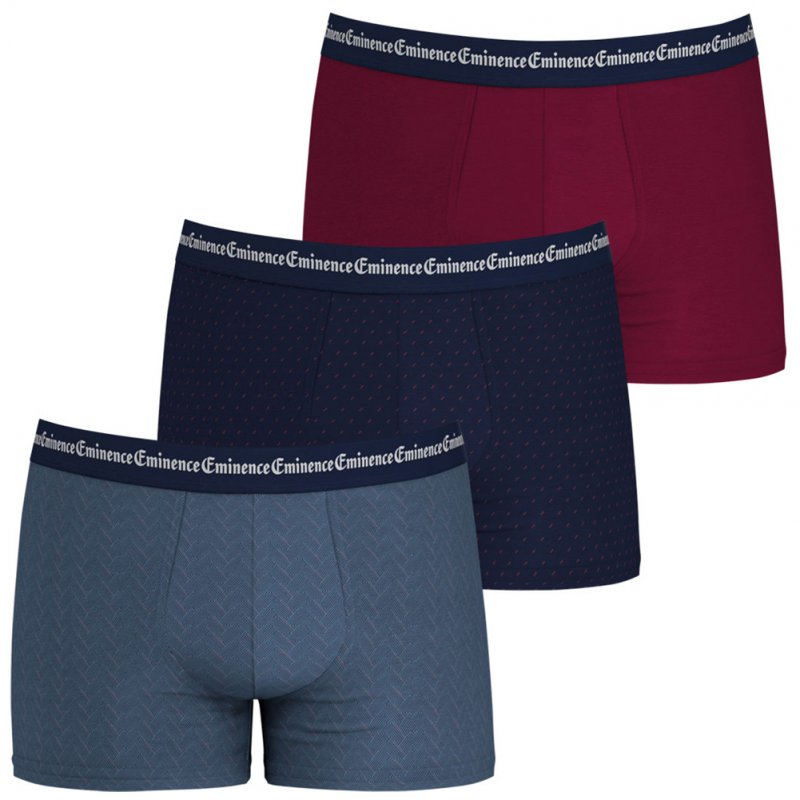 LOT DE 3 Boxer Sous-vêtements Homme BUSINESSPRINT Bleu et Bordeaux