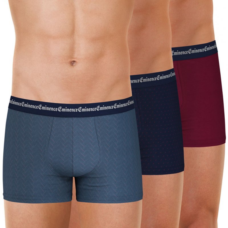 LOT DE 3 Boxer Sous-vêtements Homme BUSINESSPRINT Bleu et Bordeaux