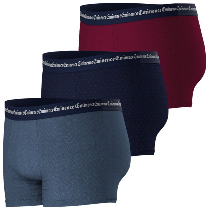 LOT DE 3 Boxer Sous-vêtements Homme BUSINESSPRINT Bleu et Bordeaux