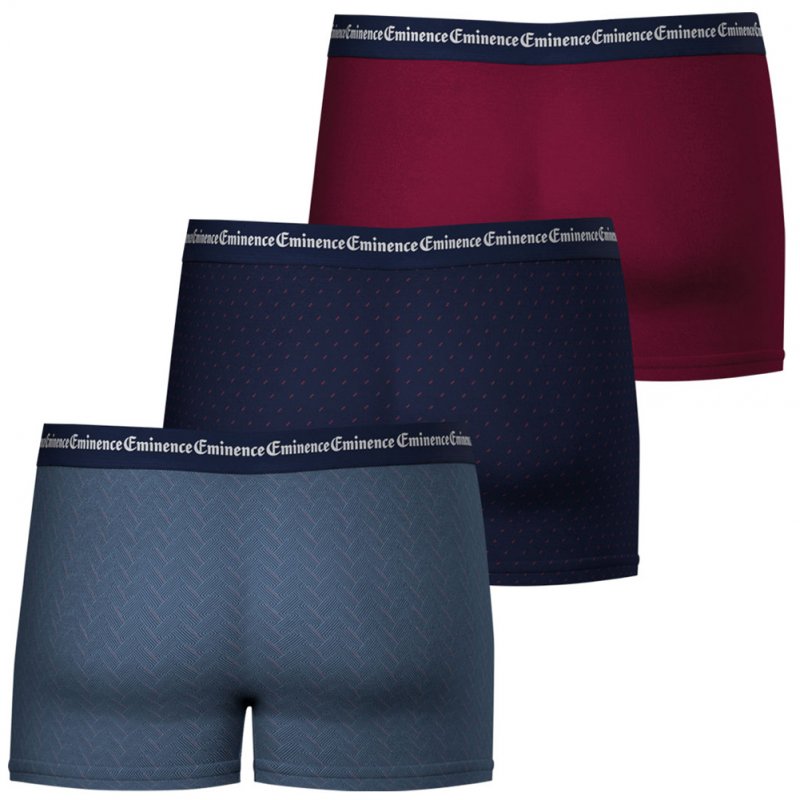 LOT DE 3 Boxer Sous-vêtements Homme BUSINESSPRINT Bleu et Bordeaux