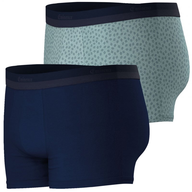 EMINENCE Lot de 2 Boxers Homme Coton Bio EDITION Marine Feuille vert