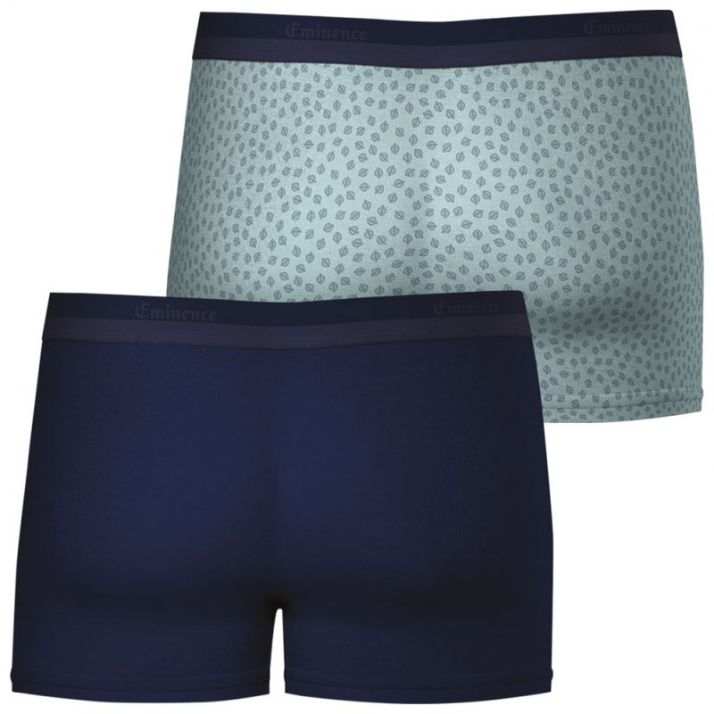 EMINENCE 2 Boxers Homme Coton Bio EDITION Marine Feuille vert