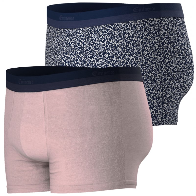 EMINENCE Lot de 2 Boxers Homme Coton Bio EDITION Rose Feuillage marine