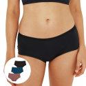 ATHENA Lot de 3 Boxers Femme Coton ECOPACK Noir Taupe Bleu